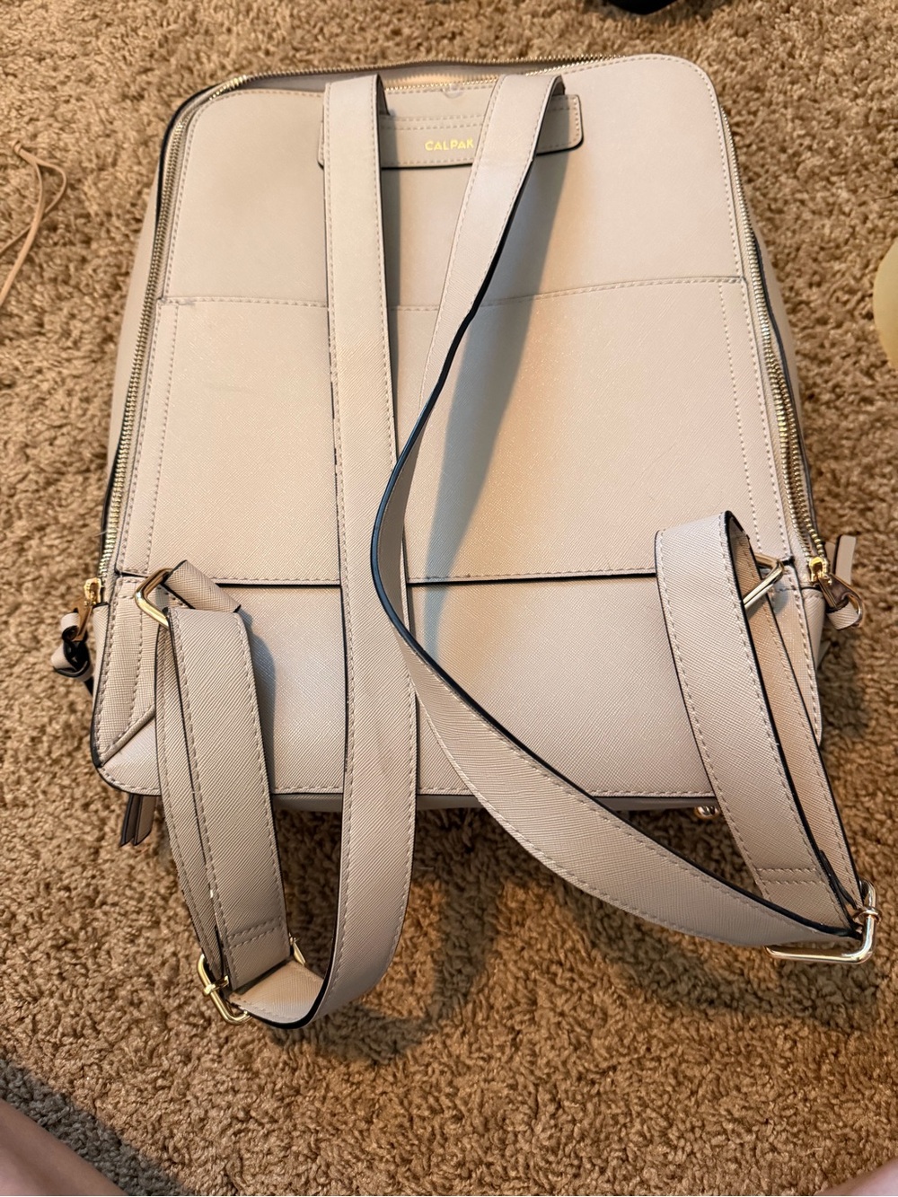 Calpak Cream Gray Convertible Backpack with Whipstitch Trim - Picture 3 of 3